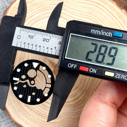 Nologo 28.9mm Hollow Watch Dial for NH35 NH36 Movement Black/Blue Dial Face Green Luminous Index