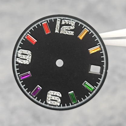 28.5mm Watch Parts Watch Dial Sun Pattern Rainbow Scale Watch Faces Modification Accessories for NH35/NH36/4R/7S Movement