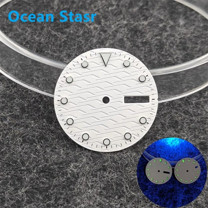 28.5mm Watch Dial Ocean Star Surface Single / Double Calendar Watch Faces Green Luminous Watch Accessory for NH35/NH36 Movement