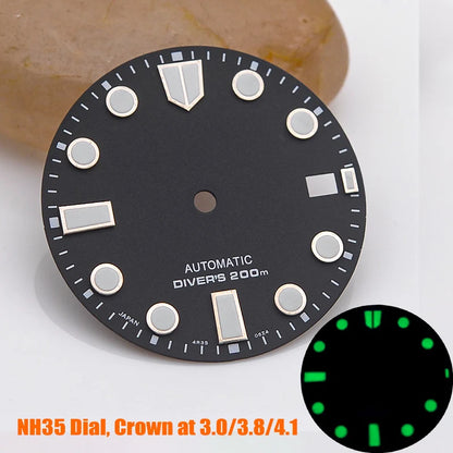 28.5mm Watch Dial NH35 NH36 Dial fit For SKX007 SPRD 6105 Tuna SPB185 SPB187 Watch Cases Feet 3.0 3.8 4.1 Green Luminous Dial