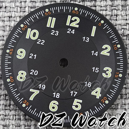 NH35 New 29mm Black/White/Green/Blue Pilot Style Watch Dial Face Set Arabic Numerals Fit NH36 ETA2824 PT5000 Automatic Movement