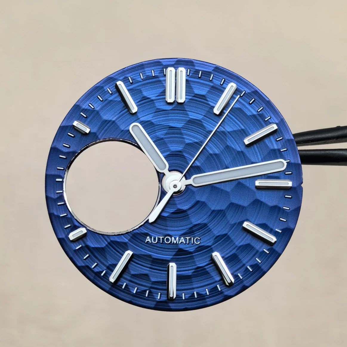 28.5mm Honeycomb Texture Watch Dial Hands Set Green Luminous Faces for NH34 NH38 Movement