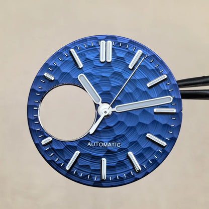 28.5mm Honeycomb Texture Watch Dial Hands Set Green Luminous Faces for NH34 NH38 Movement