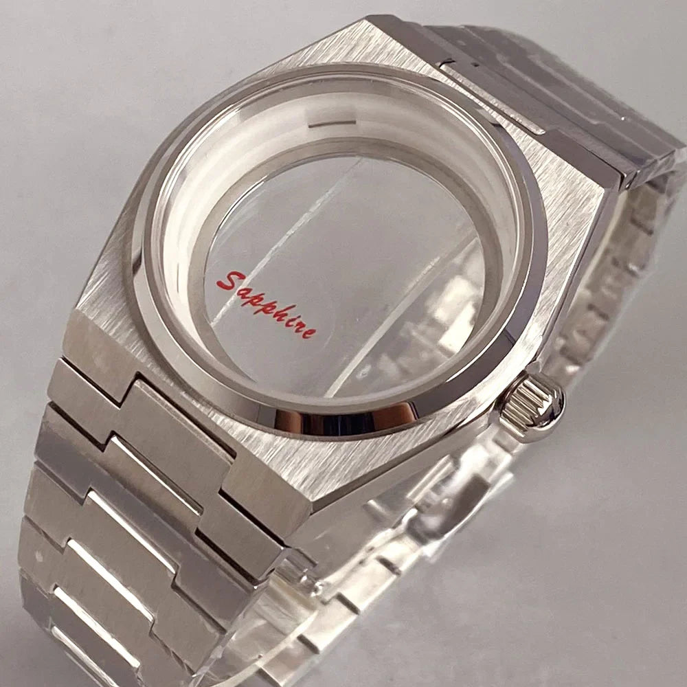 40mm PRX Case Silver Fluted 100m Waterproof For Super Player Sapphire Glass Watch Case Fit NH34 NH35 NH36 NH38 Movement