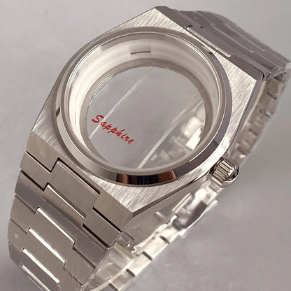 40mm PRX Case Silver Fluted 100m Waterproof For Super Player Sapphire Glass Watch Case Fit NH34 NH35 NH36 NH38 Movement