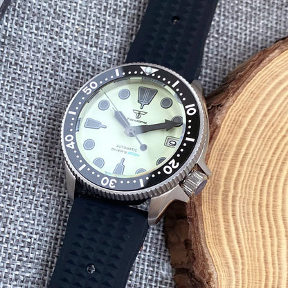 Tandorio 37mm SKX Diver Watch NH36 Full Green Luminous 20bar T242