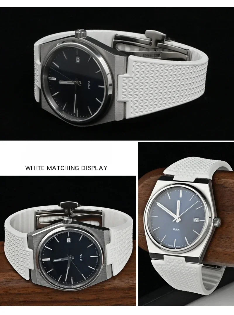 PRX watch band Quick Release  11mm 12mm T137.407/T137.410 Super Player Fluoro rubber FKM Watch Strap Bracelet