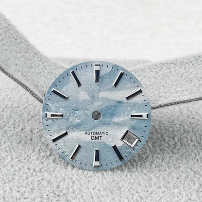 28.5mm Watch Dial BGW9 Blue Luminous Watch Faces GMT Dial Blue Sky White Cloud Dial Watch Accessories for NH34/NH35 Movement