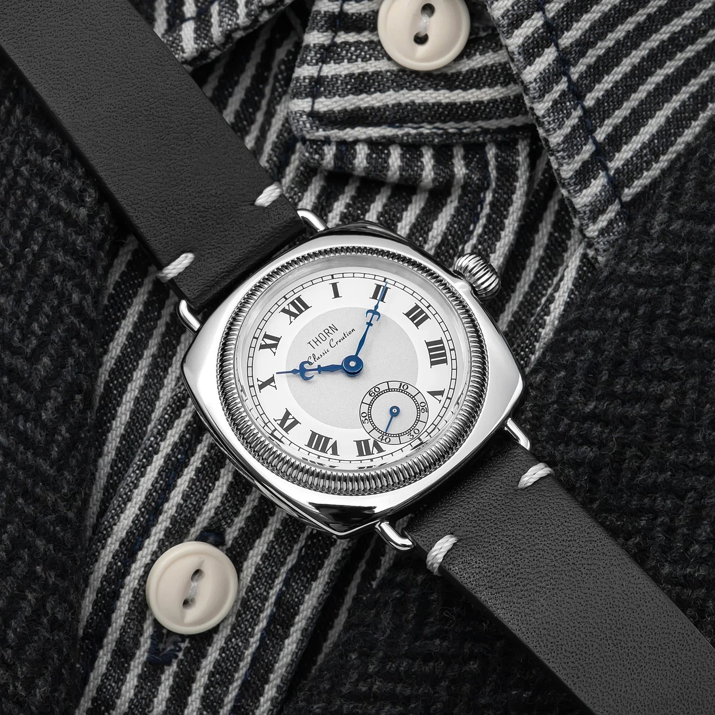 Thorn T002  Retro Square Sub Second 36mm Sapphire Glass VD78 Quartz Movement 10bar