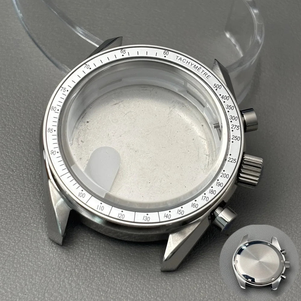 VK63 case 39.7mm moon metal case chronograph case bezel,VK63 Fashion Business watch sealed back moon watch mission mod