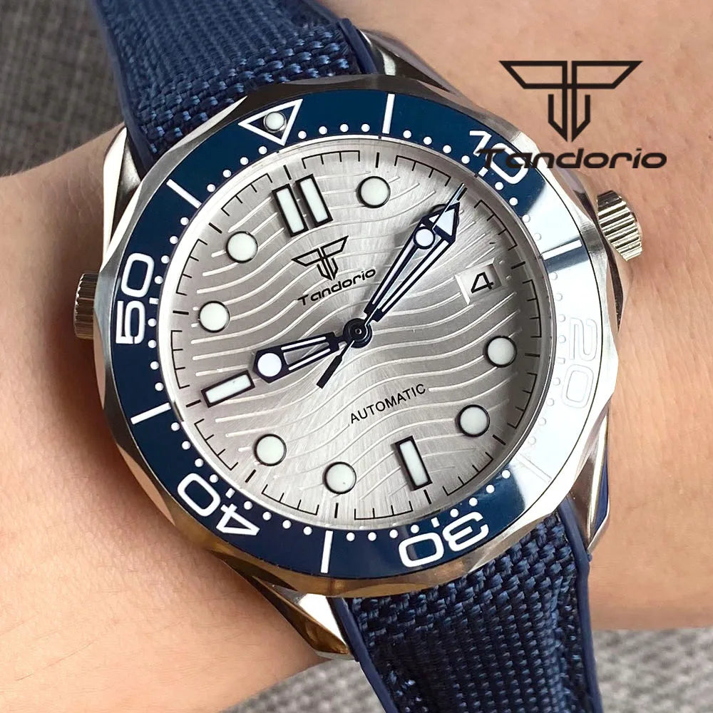 Tandorio 41mm NH35A PT5000 Diver Sapphire  Ceramic seamaster 5Bar TD221
