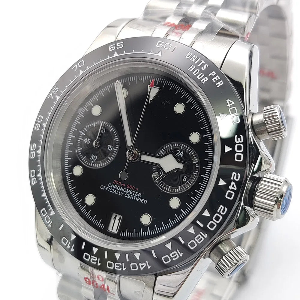 Sterile Chronograph Watch Customizable VK64 Quartz 40mm Panda Sapphire 39MM 5BAR