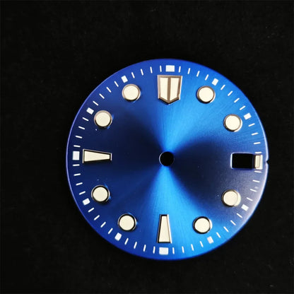 New 28.5mm Watch Dial BGW9/C3 Blue Green Luminous Watch Faces Sunray Dial Watch Accessories for NH35/NH36/4R/7S Movement