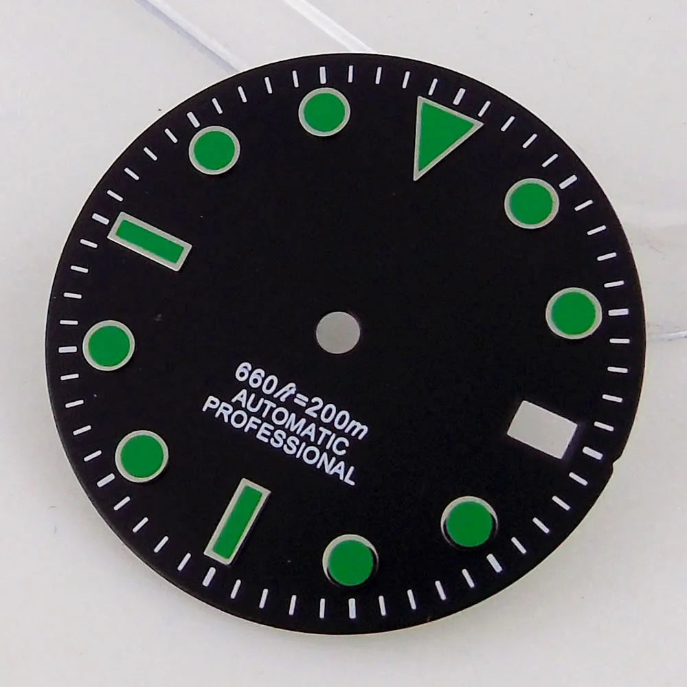 SU B Watch Part 28.5mm Watch Dial for NH 35 NH 36 NH 37 NH 38 NH 39 NH 70 NH 72 Di ver Wristwatch Parts Green/Black Index Repair Tool