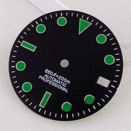 SU B Watch Part 28.5mm Watch Dial for NH 35 NH 36 NH 37 NH 38 NH 39 NH 70 NH 72 Di ver Wristwatch Parts Green/Black Index Repair Tool
