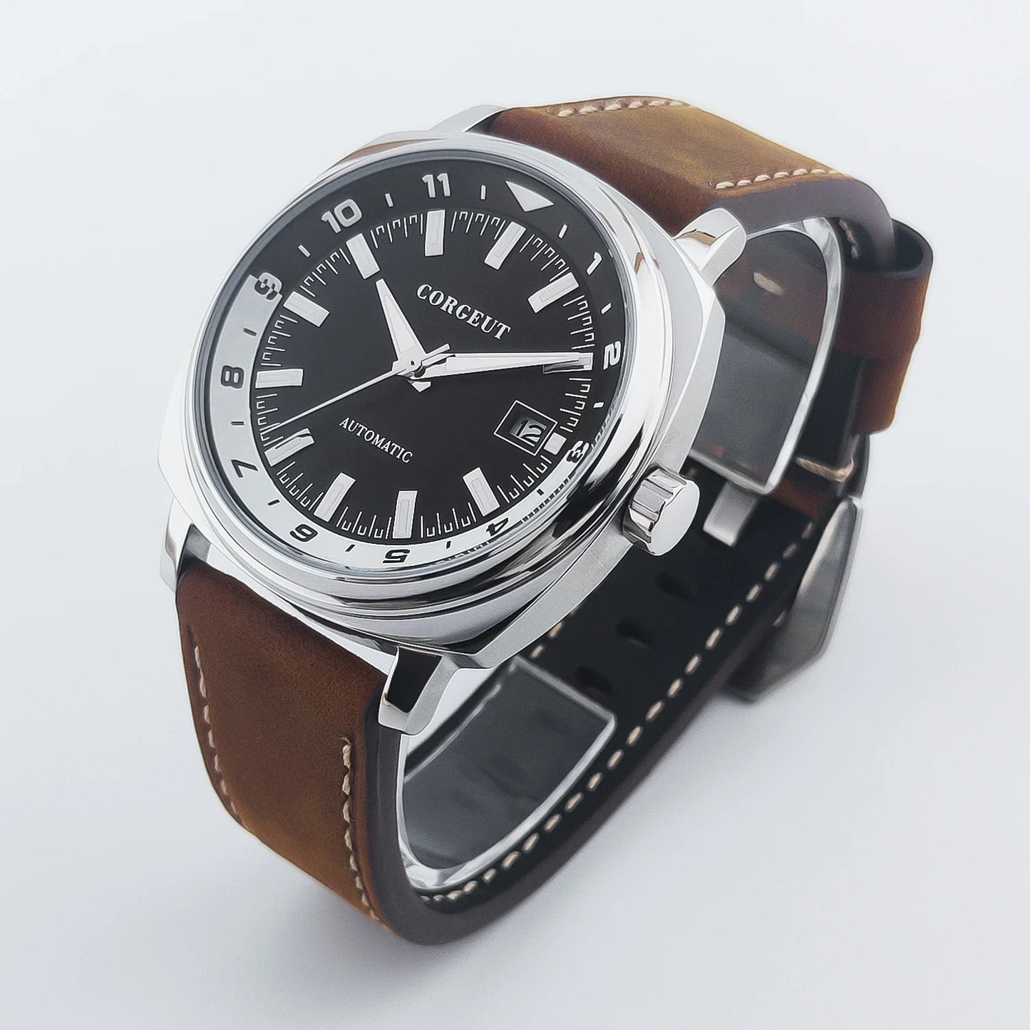 Corgeut 6018 glass back  42 MM NH35 Automatic Sapphire crystal 10ATM Dress watch