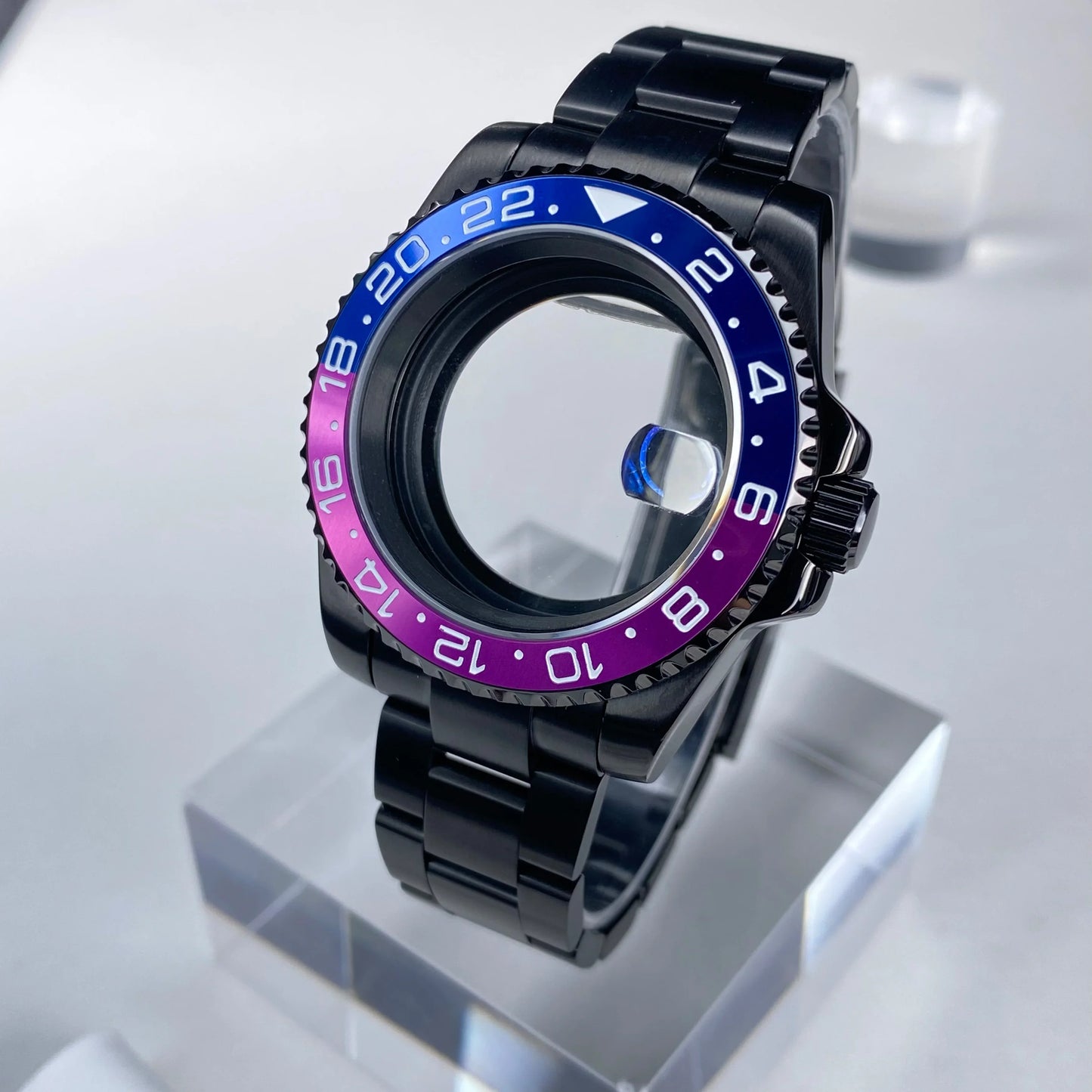 PVD black Sub Watch Case 40mm NH35 Stainless Steel Sapphire Glass case Alloy/Ceramic Bezel Reloaded 28.5mm Date Dial Accessories