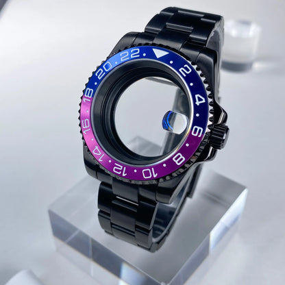 GMT/SUB NH35 watch case 40mm Black Stainless Steel High Quality Sapphire Glass Alloy/Ceramic Bezel case fit nh35 movement