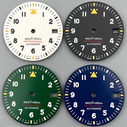 Watch Dial 29mm Pilot Style Black Green White Dial C3 Green Luminous Fit NH35 NH36 ETA2824 2836 PT5000 MIYOTA DG Movement