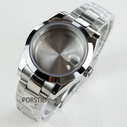 36/39mm NH35 Watch Case Stainless steel Sapphire Glass Transparent Back Cover for Seiko NH35 NH36 movement Datejust Oyster Strap