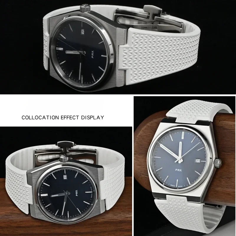 PRX watch band Quick Release  11mm 12mm T137.407/T137.410 Super Player Fluoro rubber FKM Watch Strap Bracelet