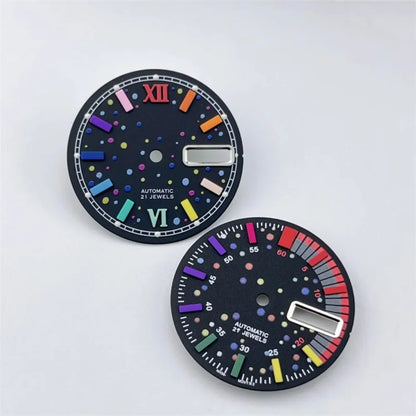 28.5mm Watch Dial Modification Watch Accessories Color Surface Mechanical Diving Watch Faces for Japan NH35/NH36 Movement