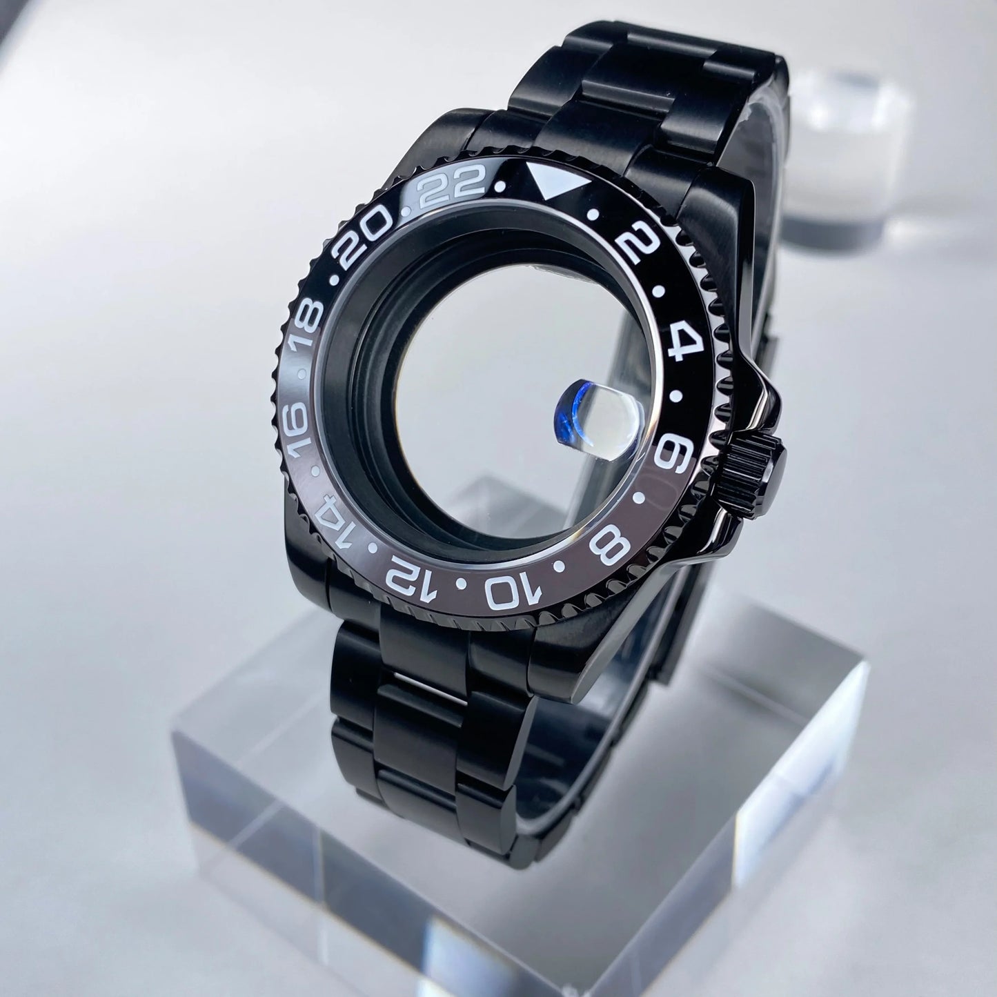 GMT/SUB NH35 watch case 40mm Black Stainless Steel High Quality Sapphire Glass Alloy/Ceramic Bezel case fit nh35 movement