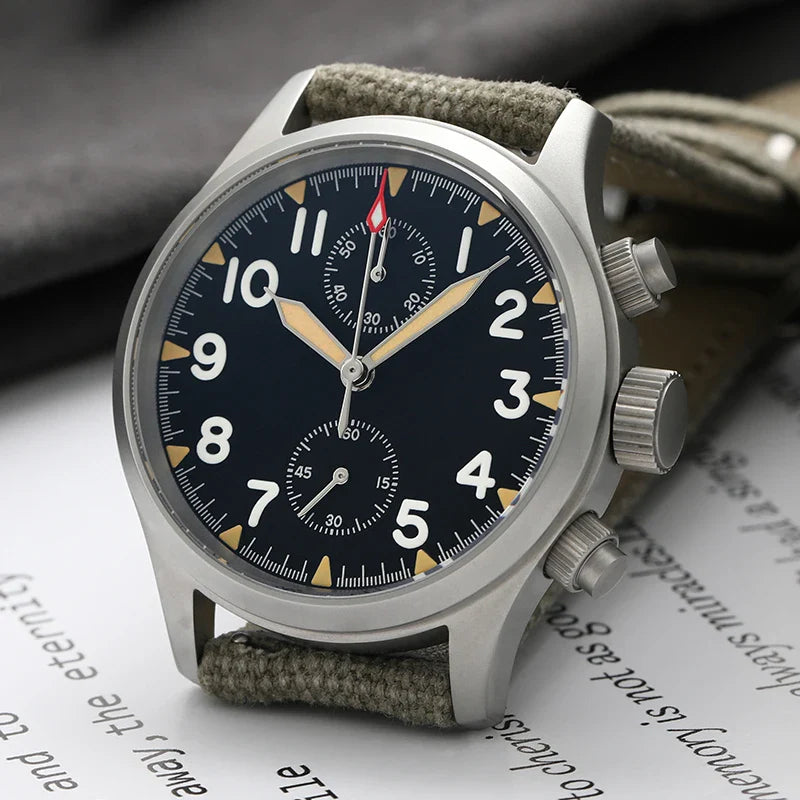 Militado ML1868KF Chronograph Watch  VK67 Quartz 10Bar 39MM Multifunction Military Watch BGW 9 Lume