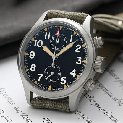 Militado ML1868KF Chronograph Watch  VK67 Quartz 10Bar 39MM Multifunction Military Watch BGW 9 Lume