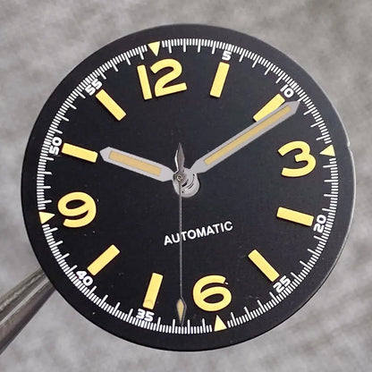 Non-Radiation 50-FATHOMS Watch Dial Parts 29mm for NH35 PT5000 Green Luminous Case Parts Sterile Nologo Hand Set for Dive Watch