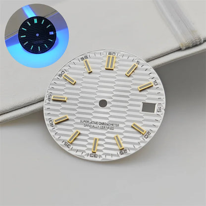28.5mm Watch Dial Metallic Texture Surface DIY Log Dial BGW9 Blue Green Luminous Watch Faces Watch Accessories for NH35 Movement