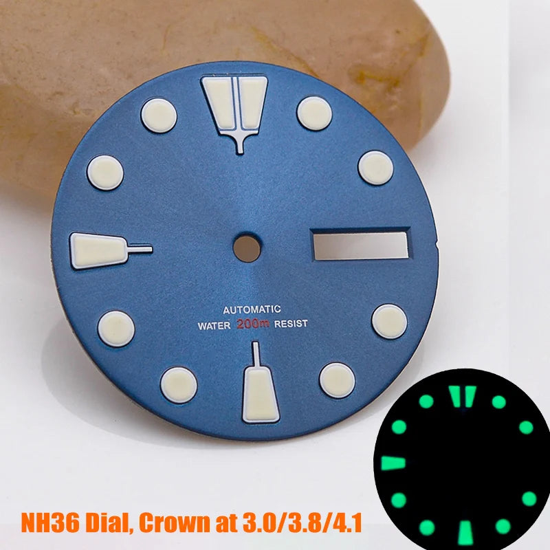 28.5mm Watch Dial NH35 NH36 Dial fit For SKX007 SPRD 6105 Tuna SPB185 SPB187 Watch Cases Feet 3.0 3.8 4.1 Green Luminous Dial