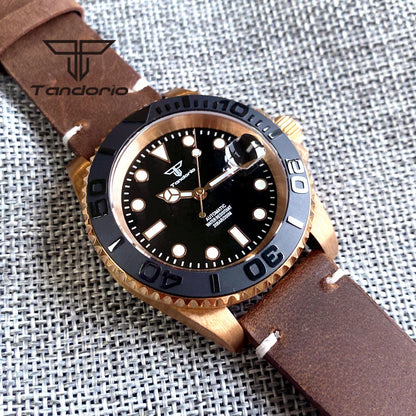 Tandorio TD232B Solid CUSN8 Bronze Watch NH35A PT500040mm Sapphire Submariner Yachtmaster