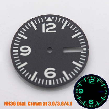 28.5mm Watch Dial NH35 NH36 Dial fit For SKX007 SPRD 6105 Tuna SPB185 SPB187 Watch Cases Feet 3.0 3.8 4.1 Green Luminous Dial