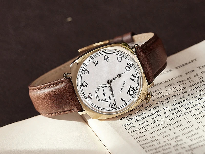 Baltany Dress Watch Man 4046G ST1701 Automatic Gold Case Stainless Steel Square Retro 1921 Homage Mechanical Wristwatch Man