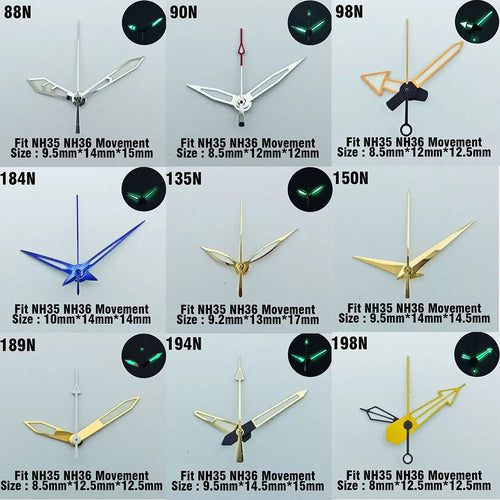 Watch hands NH series 35 36 hands Green glow in the dark hands seconds Watch accessories for NH series 35 36 movement assembly
