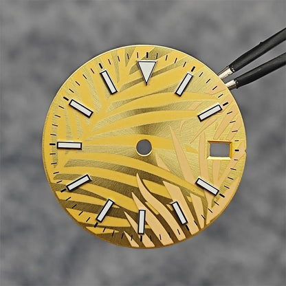 28.5mm leaf Watch Dial Blue Green Luminous for NH35/NH35A/4R/7S Movement 28.5mm Watch Faces Watch Accessories Replacement Parts