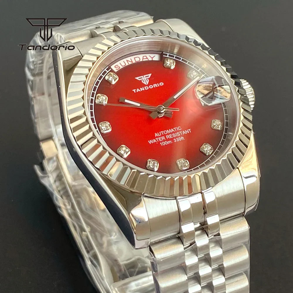 Tandorio Day Date Watch TD139 Seiko NH36 39mm / 36mm Sunburst Sapphire 10Bar