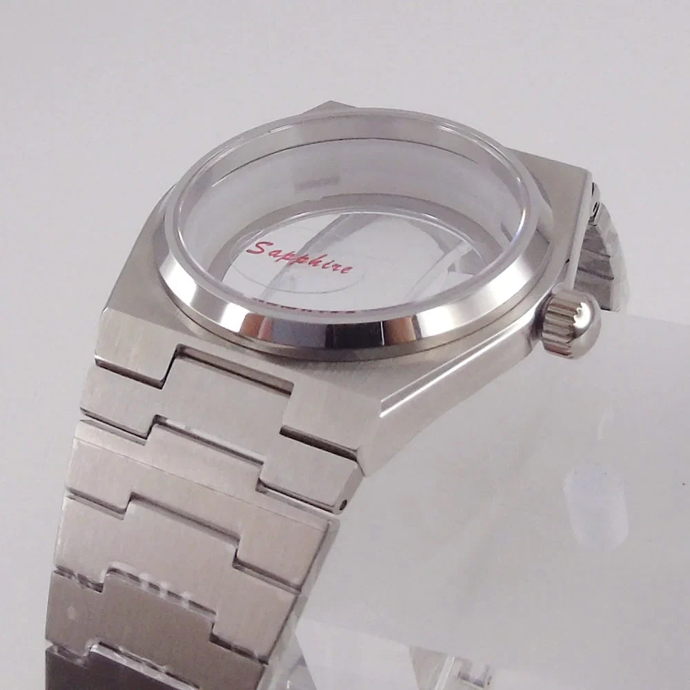 40mm PRX Case Silver Fluted 100m Waterproof For Super Player Sapphire Glass Watch Case Fit NH34 NH35 NH36 NH38 Movement