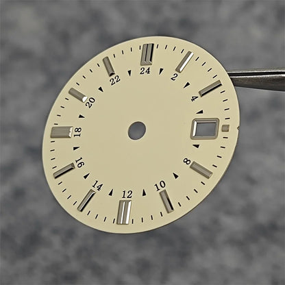 31MM Watch Dial Beige GMT Watch Faces + Watch Hands Non-luminous with Single Date Replace Parts for Japanese NH34 Movement