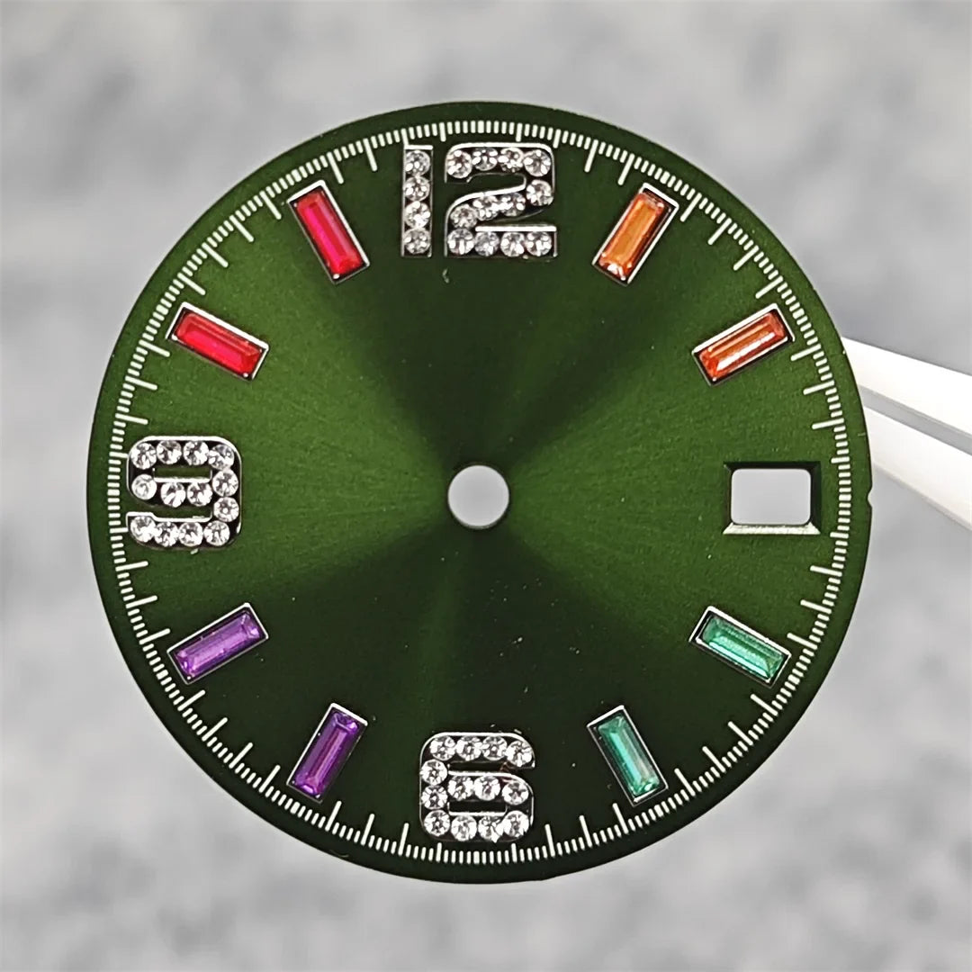 28.5mm Watch Parts Watch Dial Sun Pattern Rainbow Scale Watch Faces Modification Accessories for NH35/NH36/4R/7S Movement