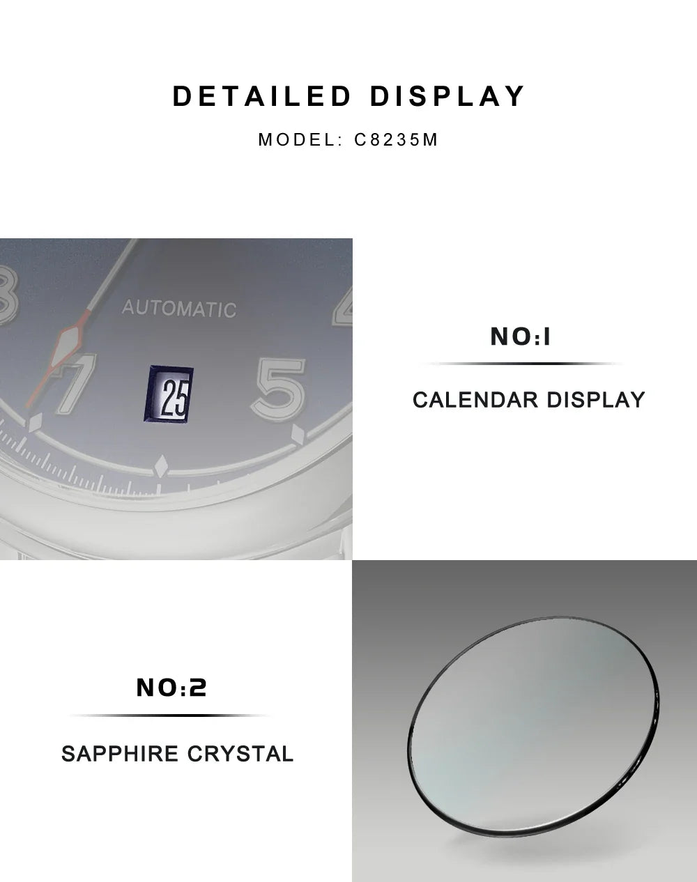 CADISEN C8235 Dress Watch 39MM MIYOTA 8215 Sapphire 5bar Luminous