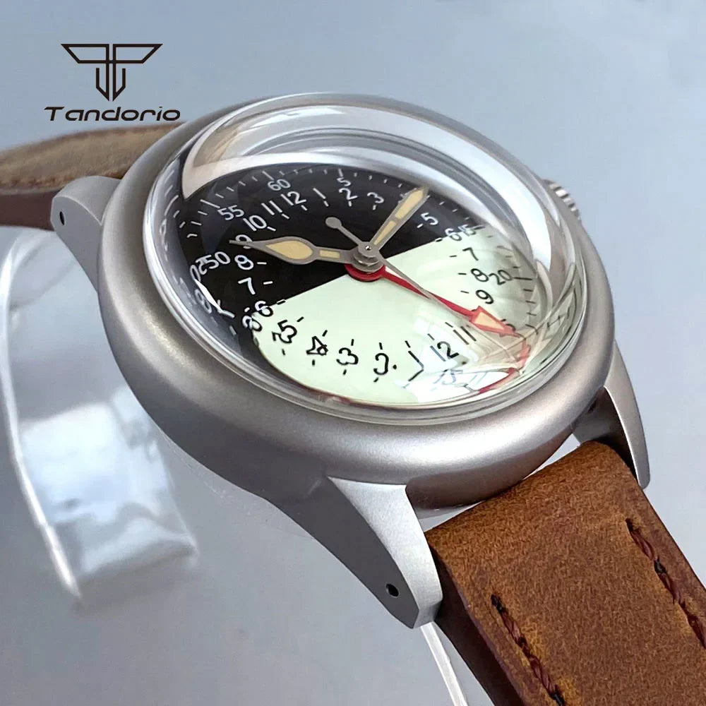 Tandorio GMT Watch TD135G Sandblasted 36mm NH34 Automatic Domed Sapphire 20BAR Lume 24H