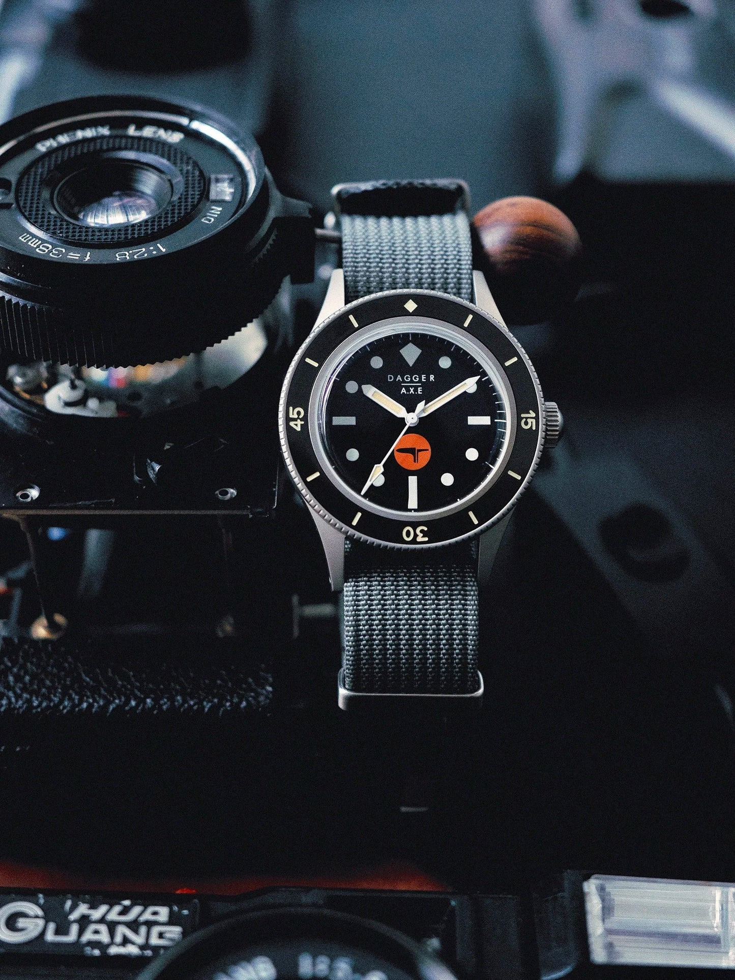 DAGGER-AXE 50 Fathoms Watch NH35 Movt  K9 Mineral Crystal TR900 C3 Luminous 20bar diver 40MM