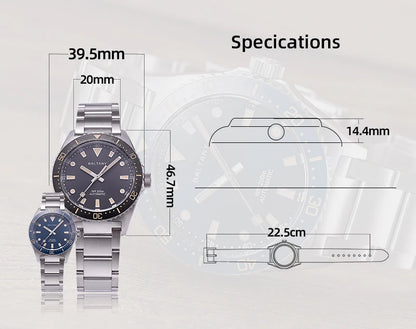 Baltany 39MM Retro Diver Watch Man S3080 Stainless Steel Bracelect NH38 Automatic Watches 200MWaterproof  Classic Sports Watches