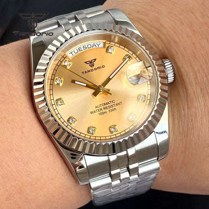 Tandorio Day Date Watch TD139 Seiko NH36 39mm / 36mm Sunburst Sapphire 10Bar