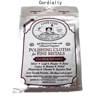 Original Cape Cod Cleans Polishing Cloths For Fine Mtals - Twin Pack, For Jewelry Watch And Stainless Steel