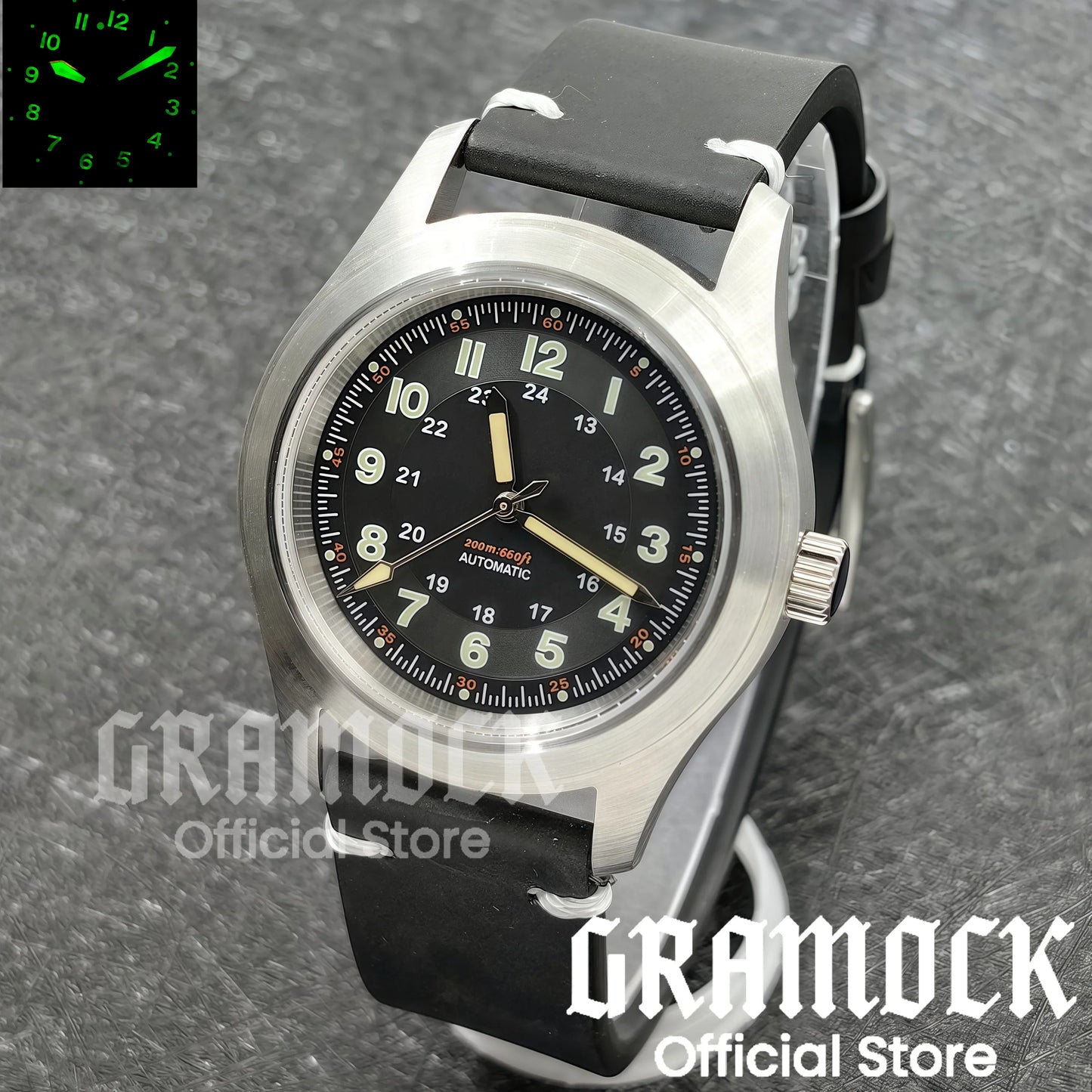 Gramock Classics Sterile 29mm Pilot Black Watch Dial Part for NH35/36 ETA PT5000 Miyota Mingzhu DG ST2130 Movement Part Hand Set