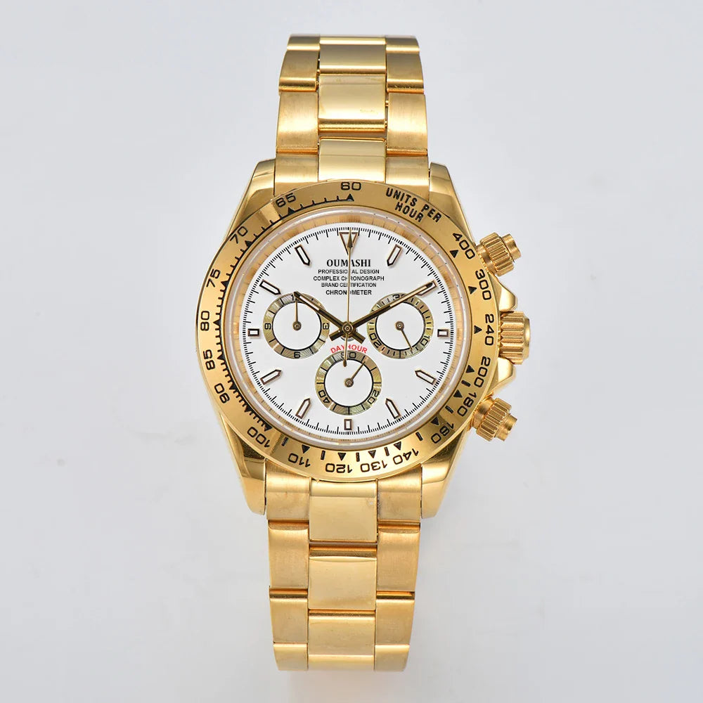 Oumashi Chronograph Automatic  ETA 7750 MOVT custom logo sapphire 40mm Daytona Panda Watch 5Bar