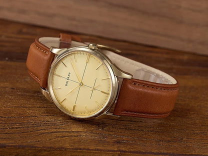 Baltany Dress Watchse Man S4092 Leather Straps Crosshair 38.5mm Dial Small Seconds Hand-Winding Mechanical luxury Wristwatches